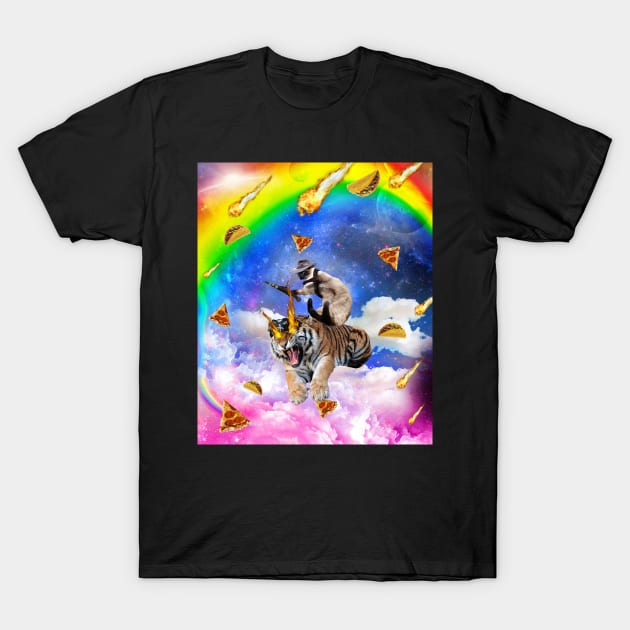 Cowboy Siamese Cat Kitty On Tiger In Space T-Shirt by Random Galaxy